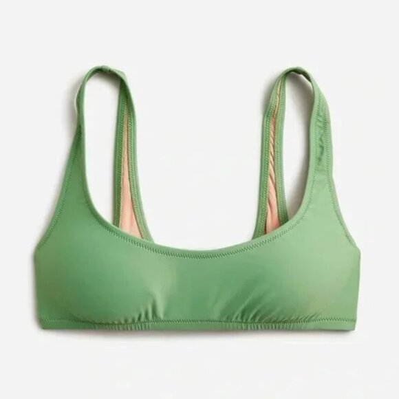 J. Crew Heritage Scoop Neck Bikini Top Women's XS Rustic Willow BX611 Swim NWT - Picture 1 of 3